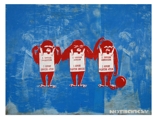 NOT BANKSY (un)"ORIGINALS": See No Evil Hear No Evil & Keep Your Mouth Shut - 8. Keep Your Mouth Shut on Disaster 3 (blue) 61 x 81 cm image
