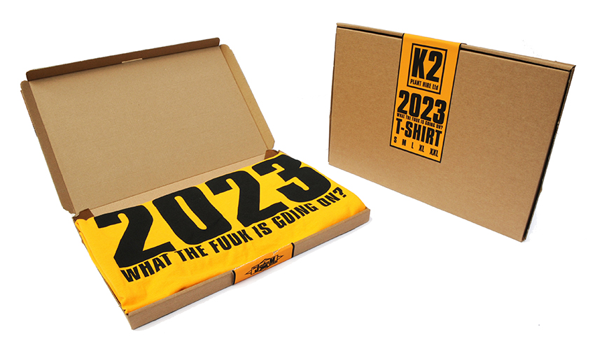 The JAMs 2023 yellow t packaging open and closed