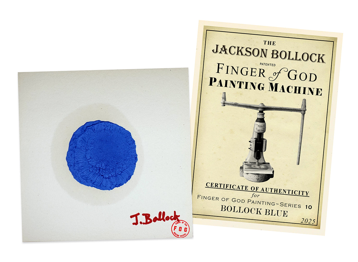 Make Art Great Again American Greats FINGER of GOD PAINTING MACHINE Paintings - Jackson Bollock - Bollock Blue image