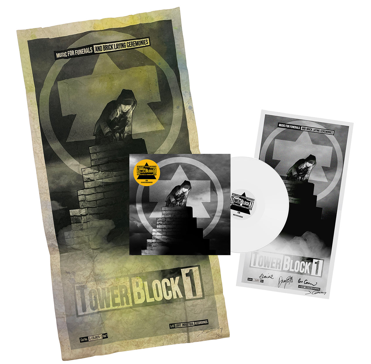 Music For Funerals and Bricklaying Ceremonies by TowerBlock1 and The Peoples Pyramid Foghorn Orkestra - Ltd Edition with SIGNED INSERT and DISTRESSED PRINT image