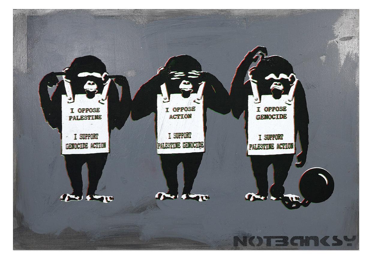 NOT BANKSY (un)"ORIGINALS": See No Evil Hear No Evil & Keep Your Mouth Shut - 5. Keep Your Mouth Shut in Grey 42.5 x 61 cm image