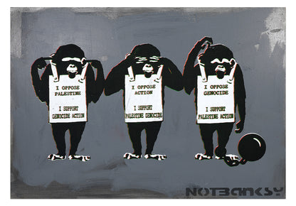 NOT BANKSY (un)"ORIGINALS": See No Evil Hear No Evil & Keep Your Mouth Shut - 5. Keep Your Mouth Shut in Grey 42.5 x 61 cm image