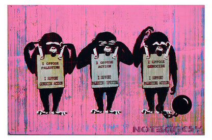 NOT BANKSY (un)"ORIGINALS": See No Evil Hear No Evil & Keep Your Mouth Shut - 1. Keep Your Mouth Shut in Pink 40.5 x 61 cm image