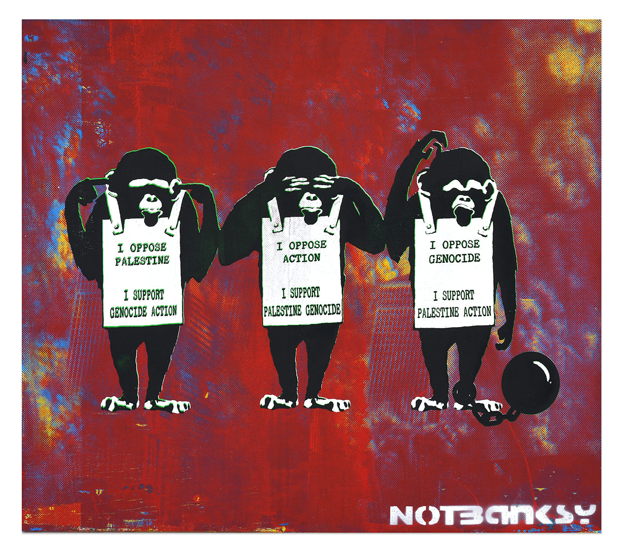 NOT BANKSY (un)"ORIGINALS": See No Evil Hear No Evil & Keep Your Mouth Shut - 7. Keep Your Mouth Shut on Disaster 2 50 x 61 cm image