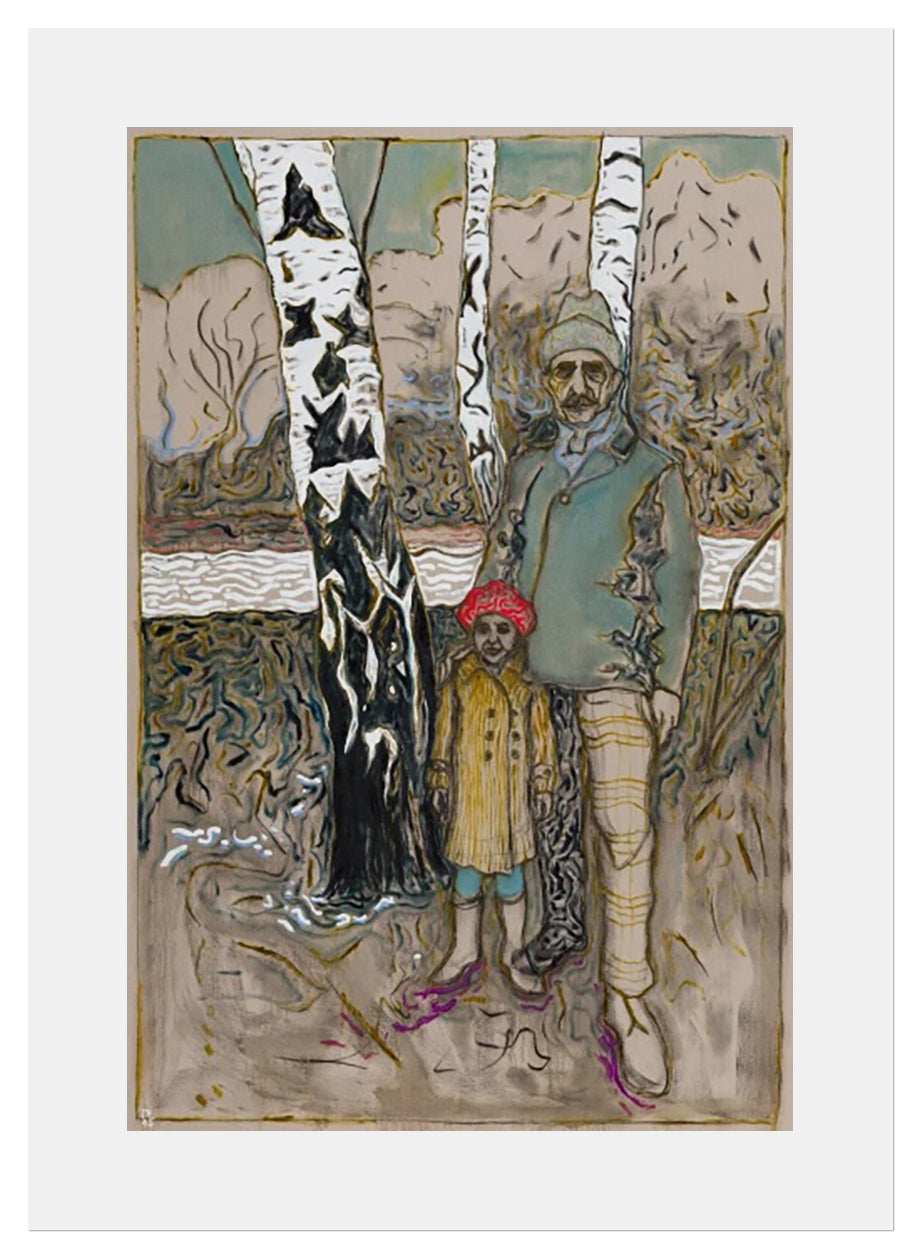 Billy Childish 2024 exhibitions Repro Prints - three birch trees image