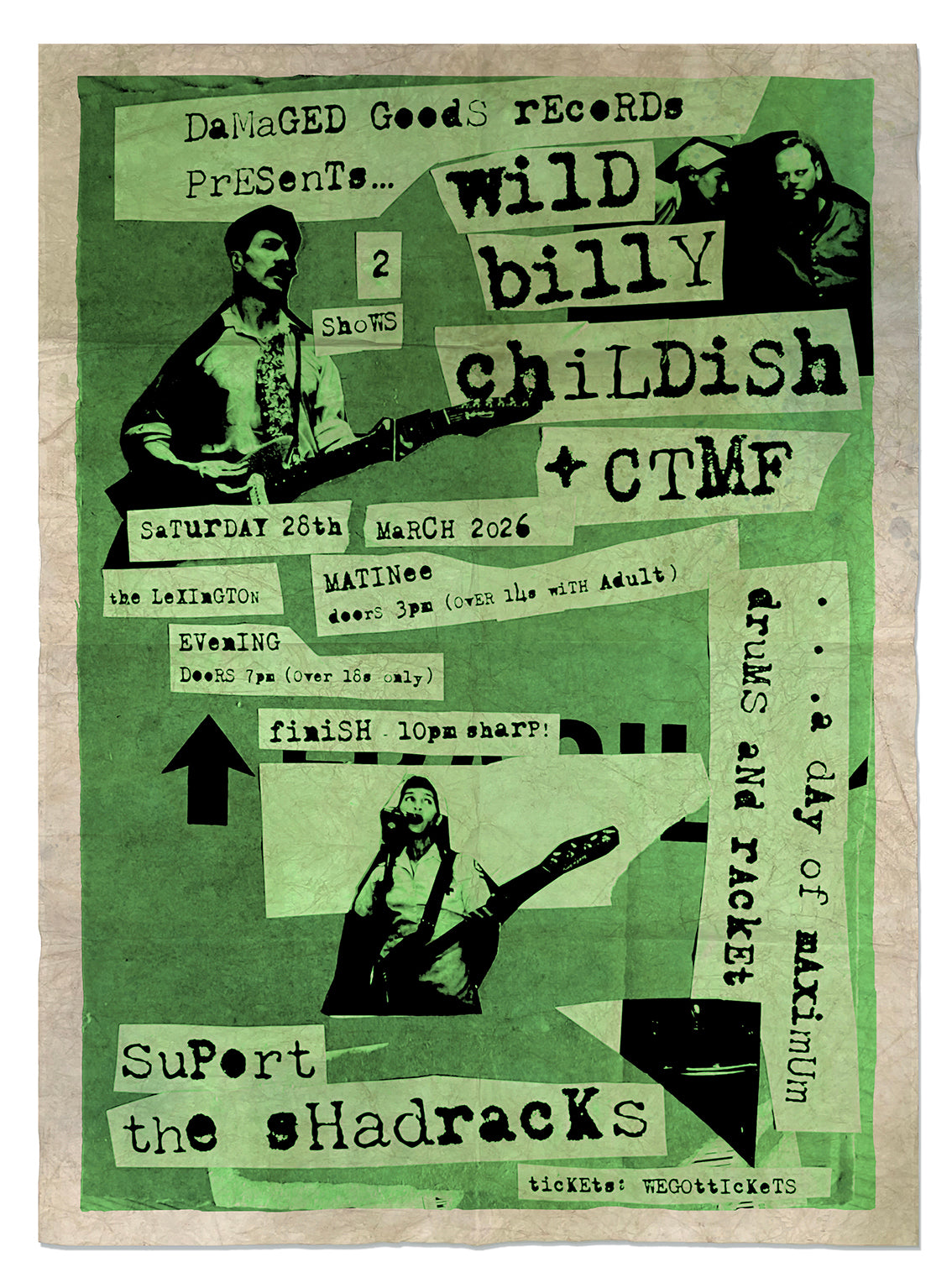 Wild Billy Childish CTMF Lexington Gig Poster - Distressed Edition