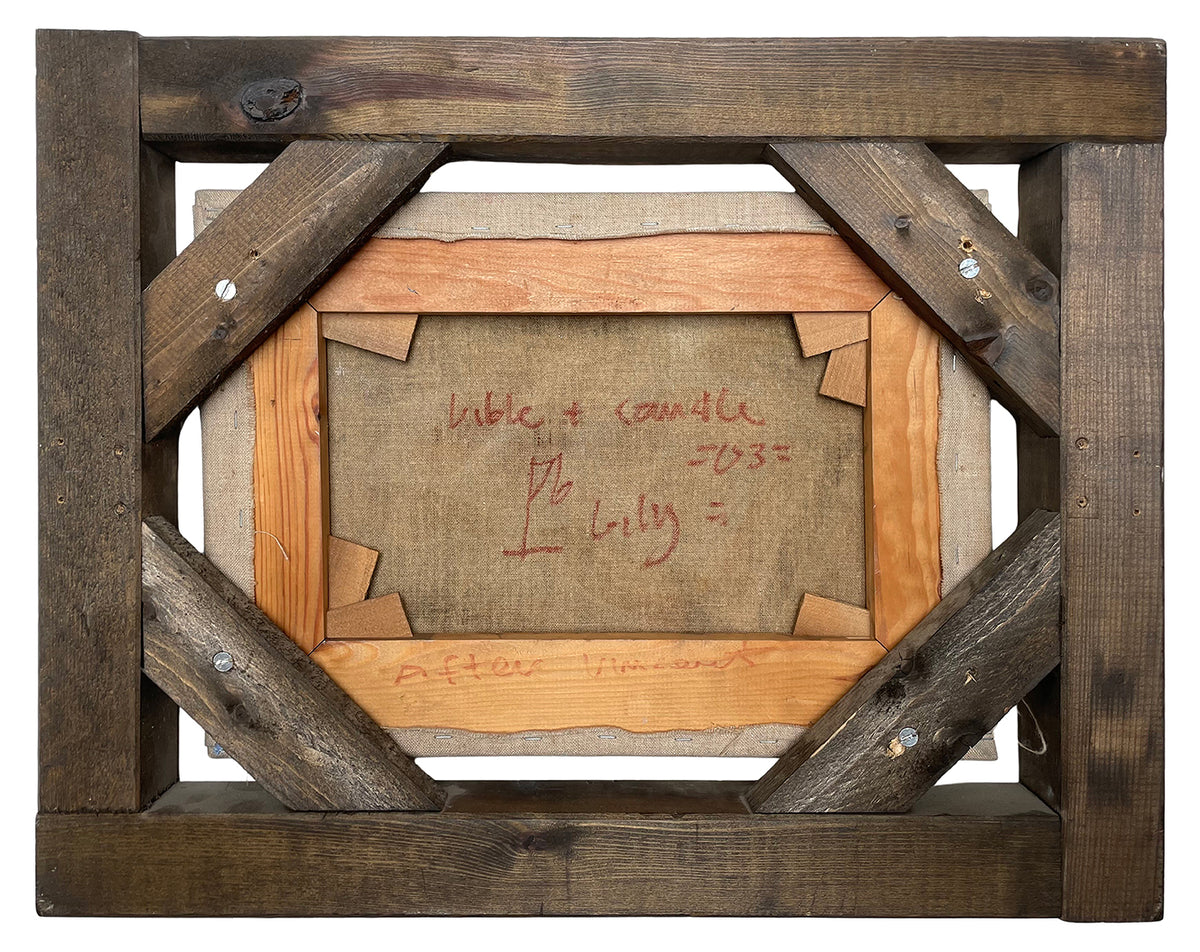 RARE Bible and Candle Painting in Artists Frame 2003