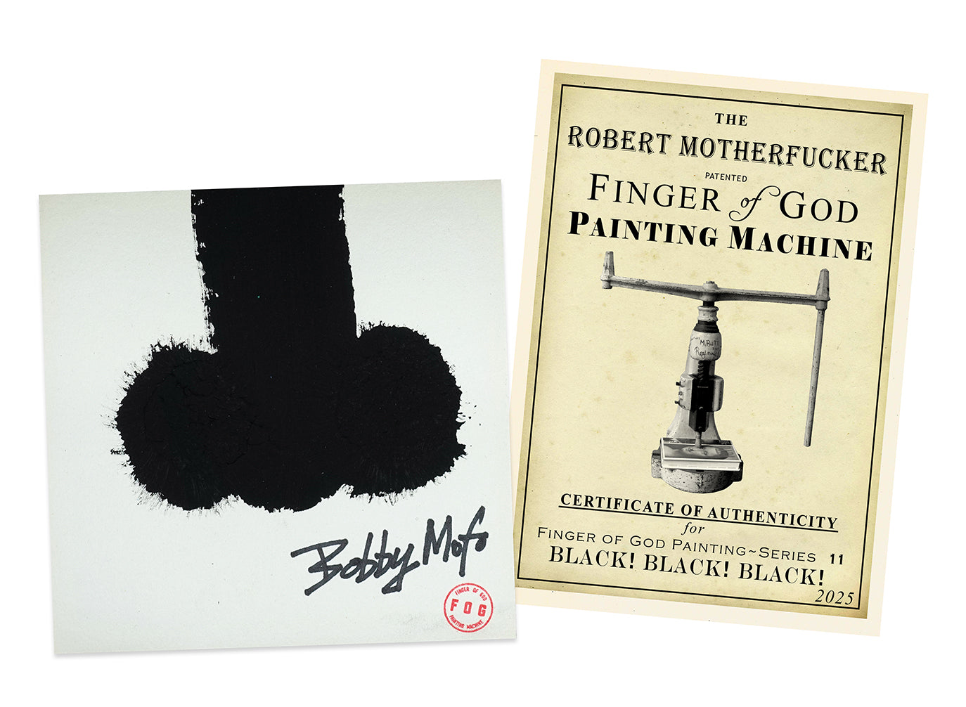 Make Art Great Again American Greats FINGER of GOD PAINTING MACHINE Paintings - Robert Motherfucker - Black! Black! Black! image