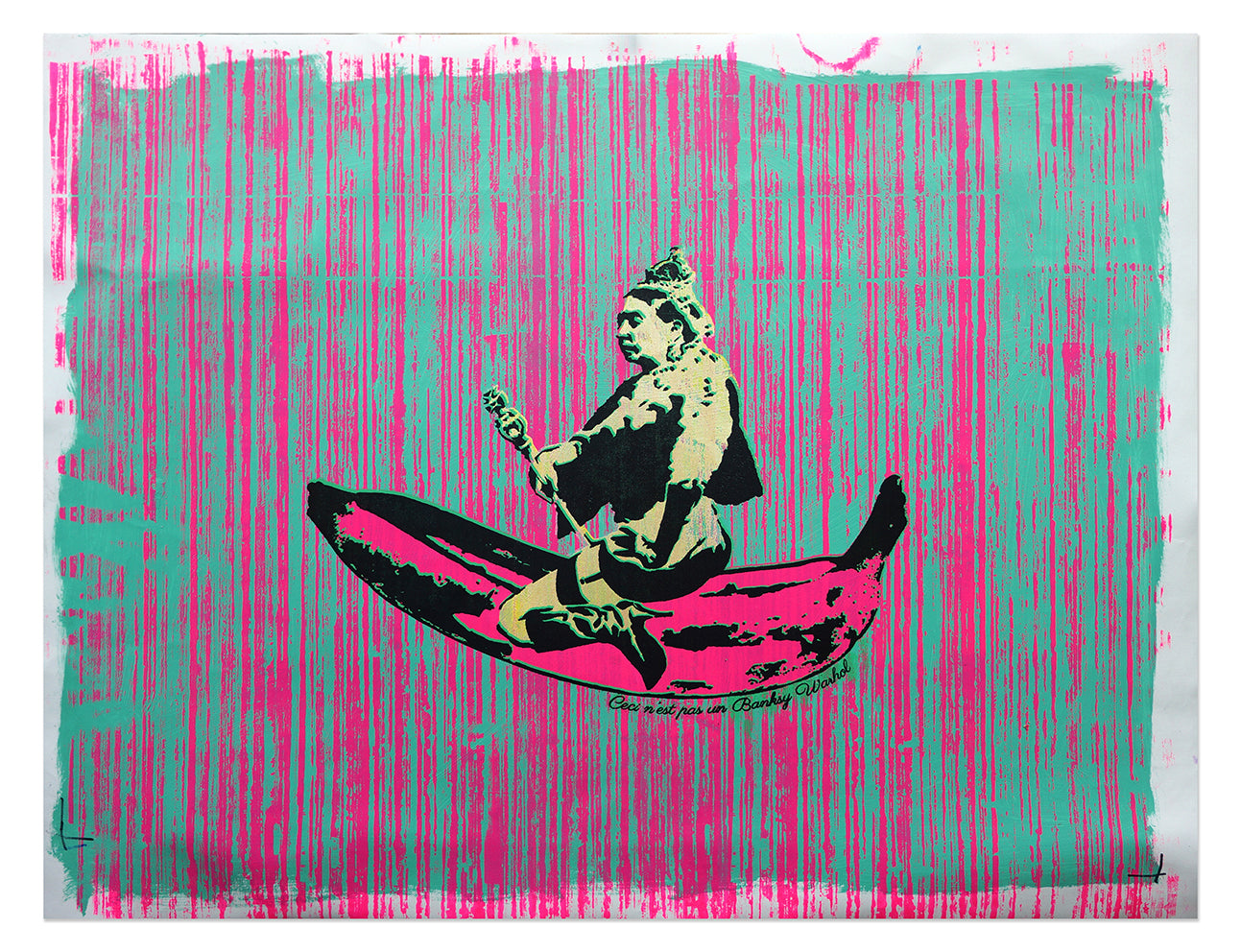 NOT BANKSY REJECTS & RARITIES SHOP - RARE (un)"Originals" - 17. We Are Not Amused 2 (pink teal) image
