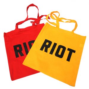 Jimmy Cauty ADP RIOT tote bags