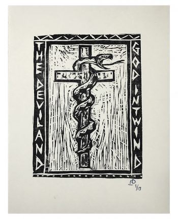 Billy Childish Devil and God Entwinbed 2 Woodcut