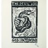 Billy Childish Devil and God Entwinbed Woodcut