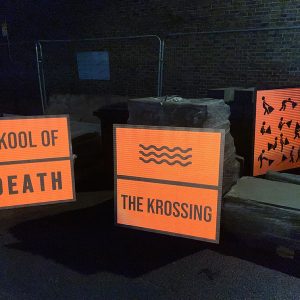 K2 PLANT HIRE Ltd: THE KROSSING Pyramid Building Site Signs 23/11/23